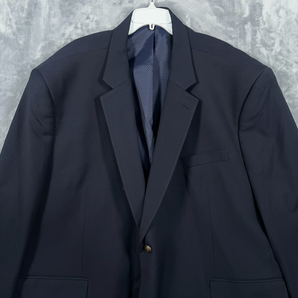 Oak Hill Blazer Mens 62R Big Tall Suit Jacket Coat Navy Blue Gold Buttons - Picture 2 of 14